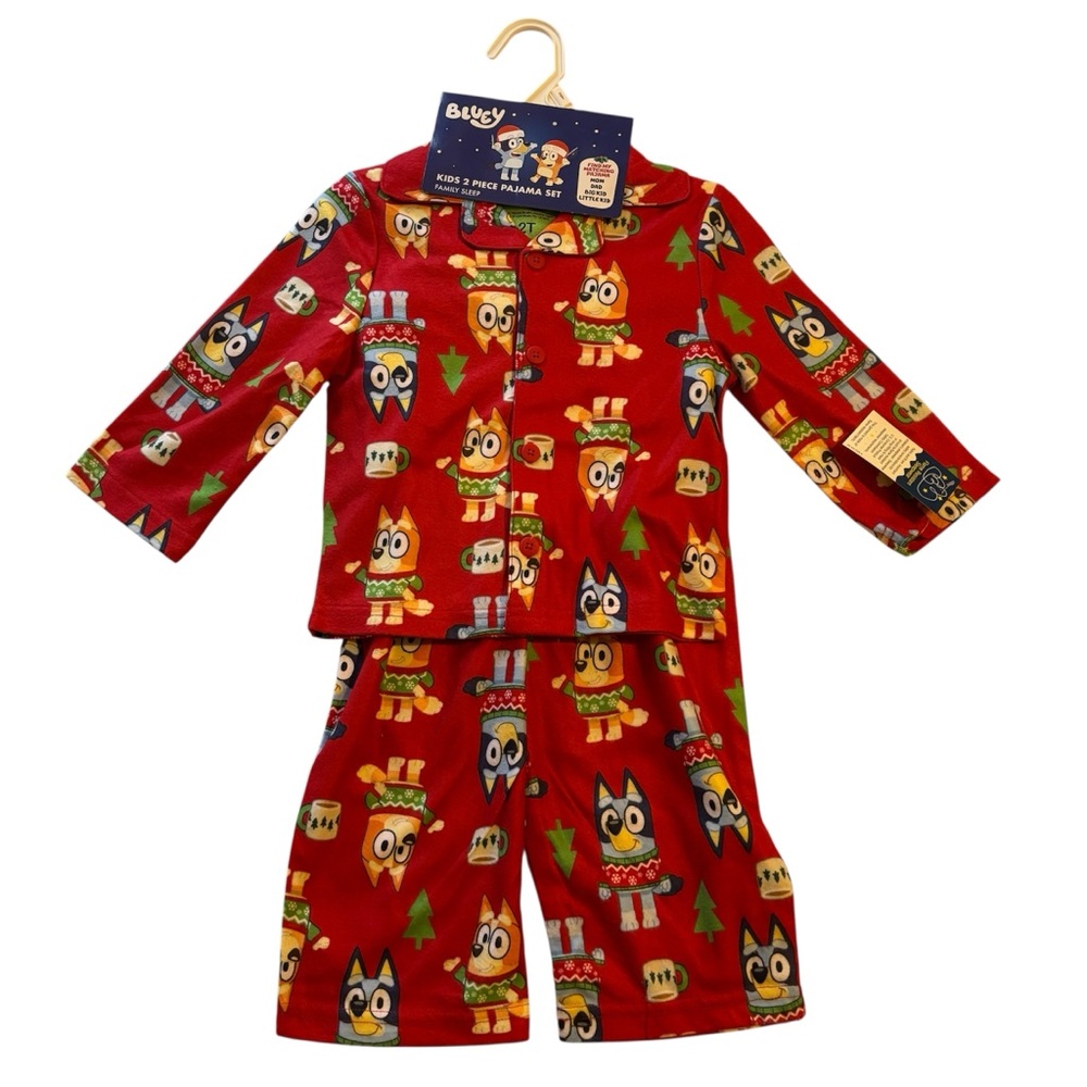 NEW Kids 2 Piece Red Bluey Pajama Set